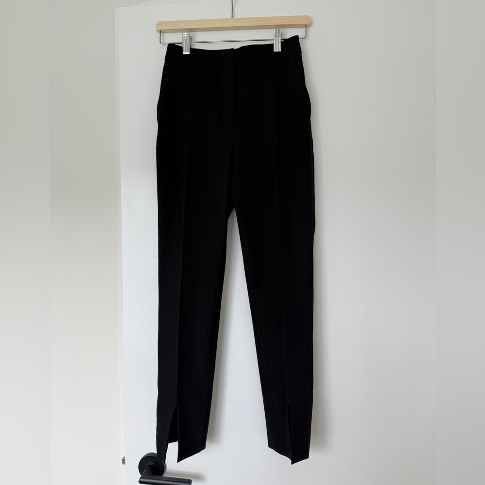 Black High-Waisted Pants slit-hem